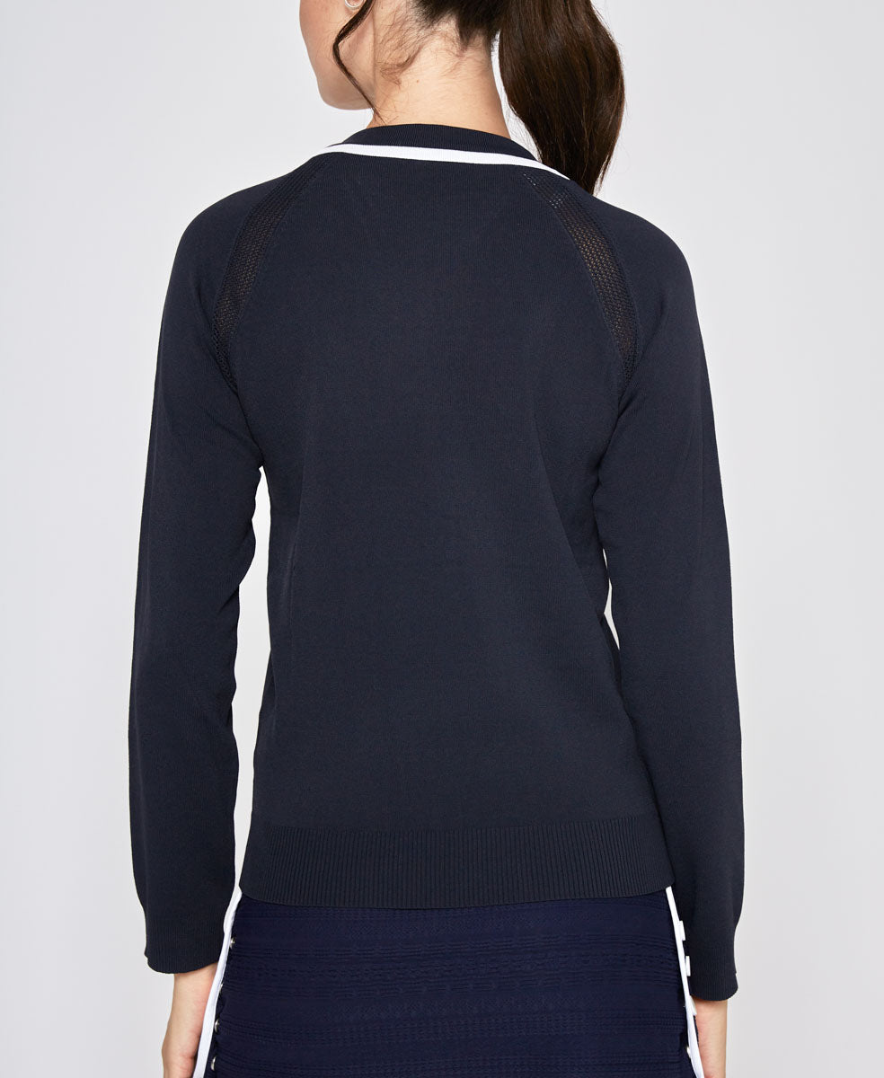ZIP FRONT KNIT LONG SLEEVE POLO